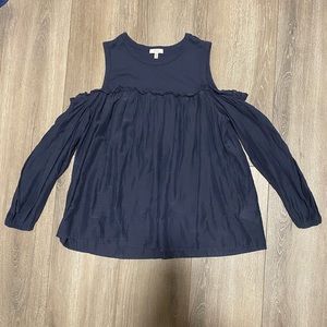 CLU blue ruffle off shoulder blouse